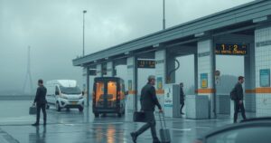 A conceptual image of a border checkpoint symbolizing international negotiations and cross-border relationships.