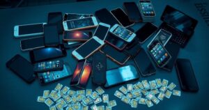 Police confiscated smartphones and SIM cards from a fraud investigation, showcasing crime prevention efforts.