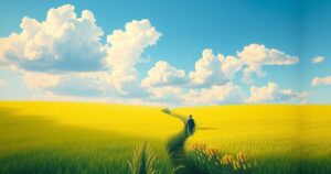A serene landscape symbolizing hope and resilience, featuring a peaceful scene of nature with warm colors.