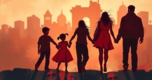 A powerful representation of immigrant families facing deportation and separation, highlighting community resilience.