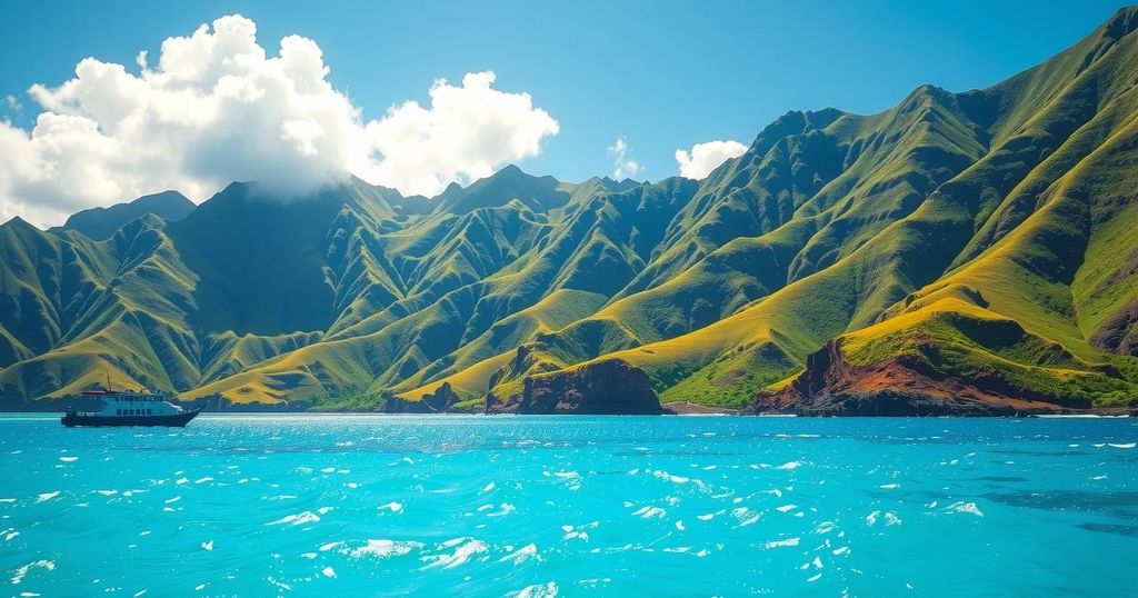 A scenic view of Samoa's landscape, highlighting lush greenery and ocean waves, symbolizing political change.