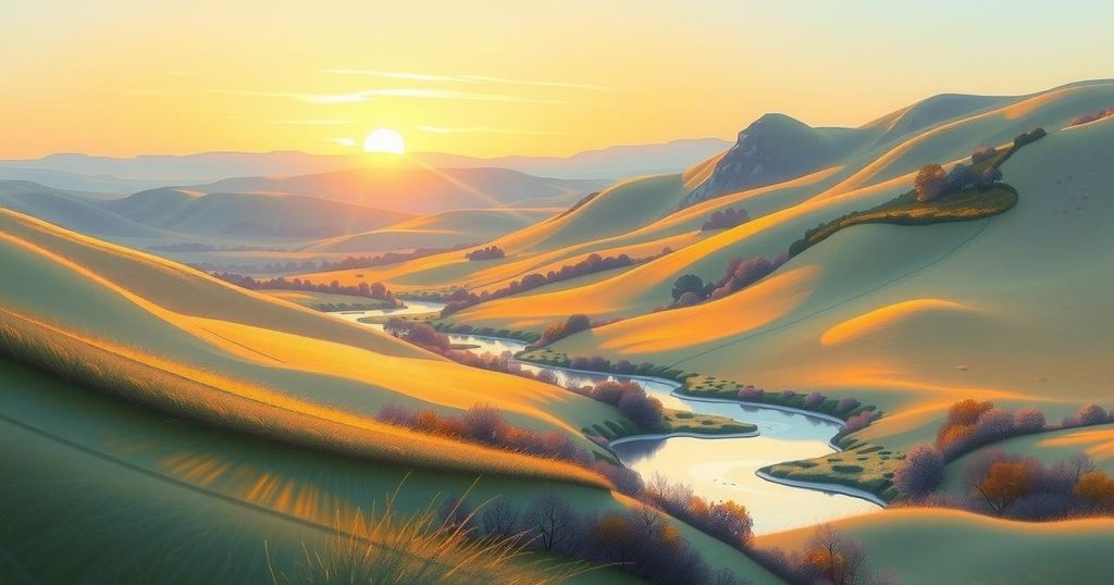 A serene landscape with soft pastel colors capturing a peaceful moment in nature.