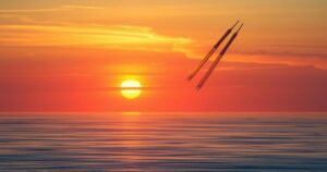 Launch of rockets into the Yellow Sea, depicting military tension and defense strategies.