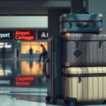 Luggage filled with suitcases in an airport setting, symbolizing a drug smuggling bust.