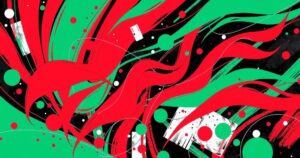 A colorful abstract representation of flags symbolizing unity and protest in a vibrant concert setting.