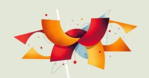 A symbolic representation of political unity with abstract shapes in harmonious colors representing collaboration and leadership.