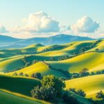 Scenic view of Angola's landscape featuring lush greenery and beautiful hills under a bright sky.