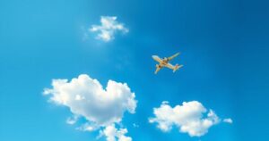Airplane in the sky symbolizing hope and freedom after a prisoner exchange between two nations.